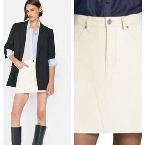 Frame Le High N Tight Skirt Bone Ivory Cream Mini Sz 27 NWT $198